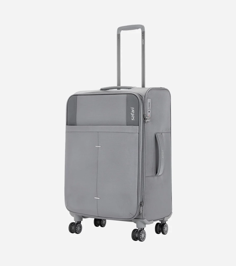 Safari Airpro 40% Lighter Grey Trolley Bag with Dual Wheels, Detailed interiors and Expander