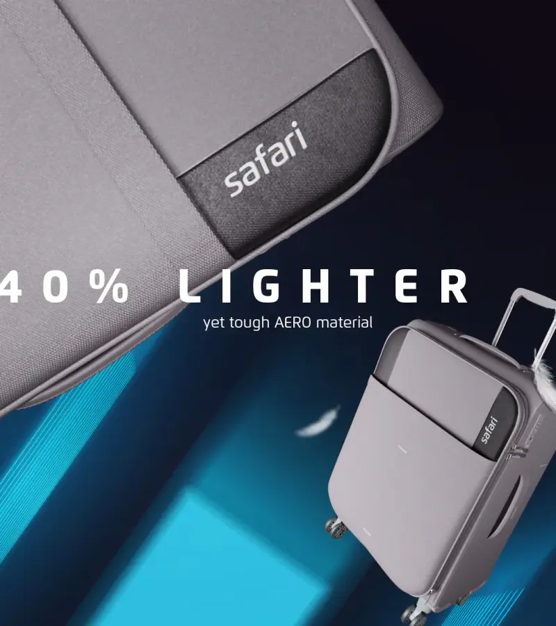 Safari Airpro 40% Lighter Grey Trolley Bag with Dual Wheels, Detailed interiors and Expander